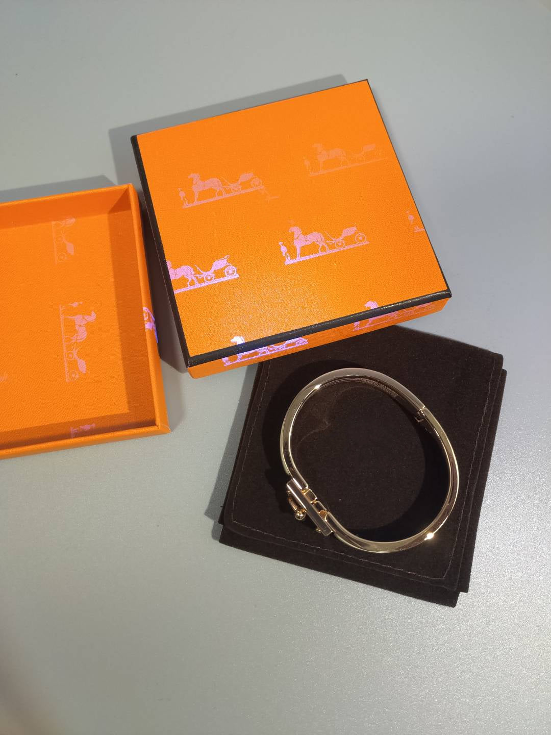 HERMES H BRACELET ROMANTIC BLUE 12MM