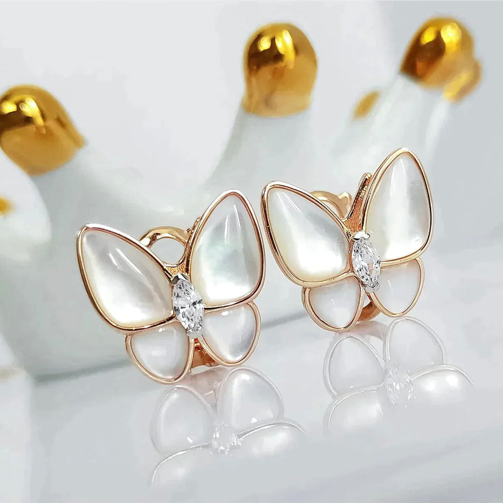 VCA BUTTERFLY MOP DIAMOND EARRINGS
