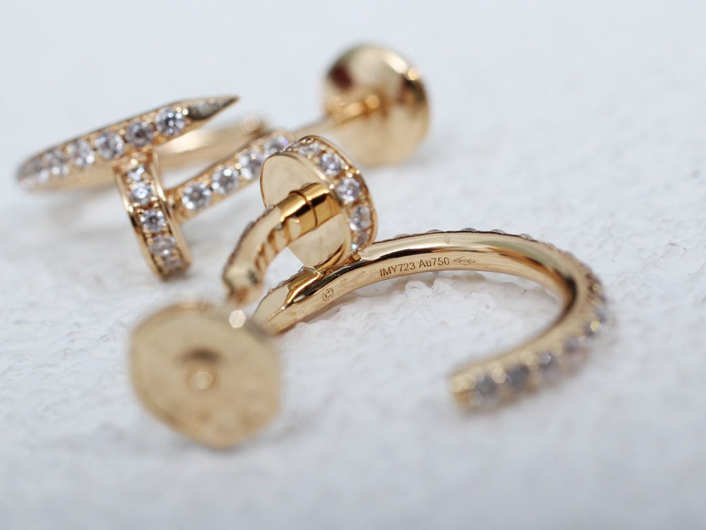 CARTIER JUSTE EARRINGS 12.75MM PINK GOLD DIAMOND