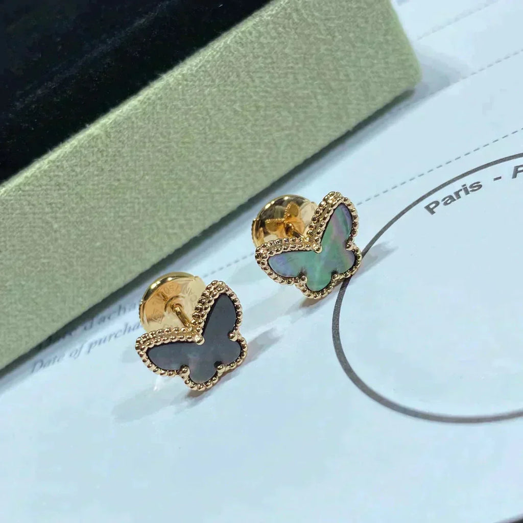 VCA BUTTERFLY DARK MOP EARRINGS