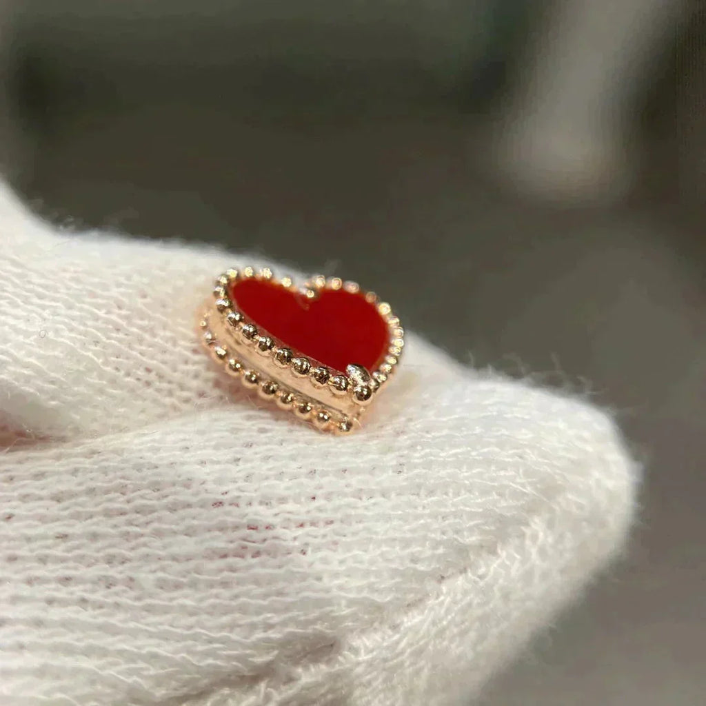 VCA HEART CARNELIAN STUD EARRINGS