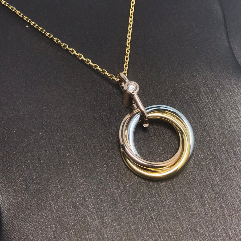 CARTIER TRINITY SILVER GOLD PINK GOLD NECKLACE
