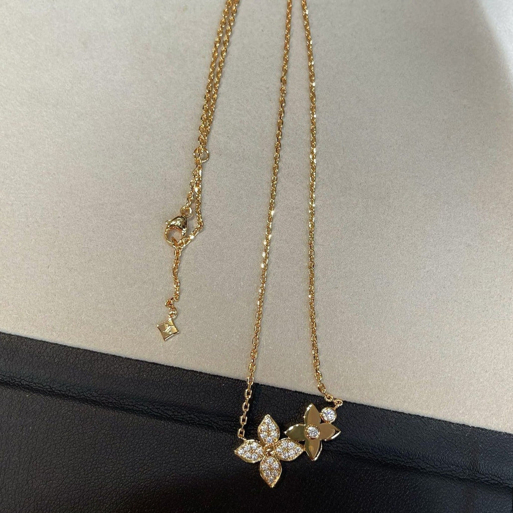 LOUIS VUITTON STAR BLOSSOM NECKLACE PINK GOLD DIAMONDS