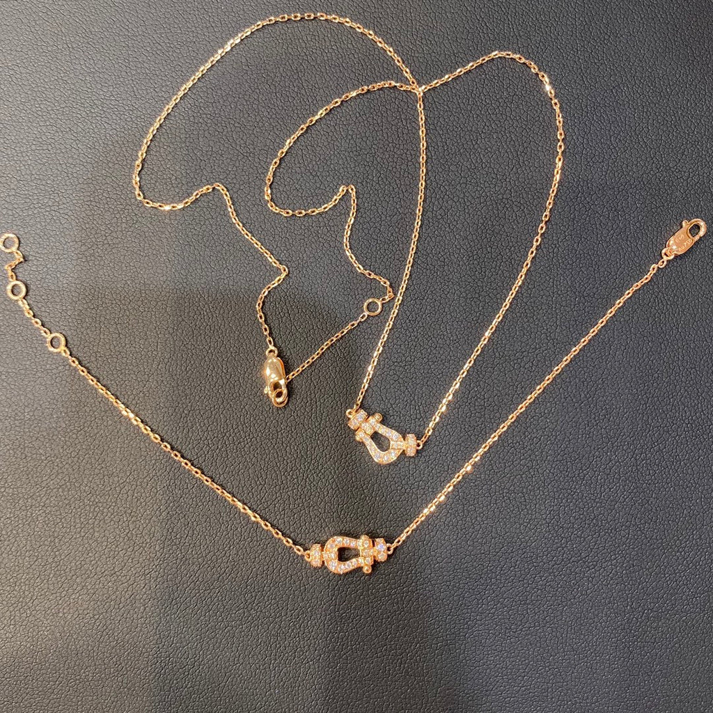 FRED FORCE 10 DIAMOND PINK GOLD NECKLACE MINI MODEL
