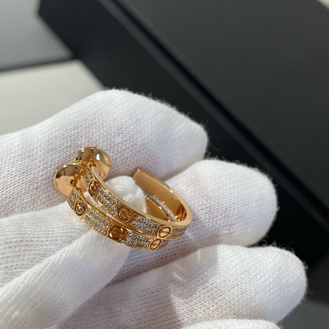 CARTIER LOVE DIAMOND PINK GOLD HOOP EARRINGS