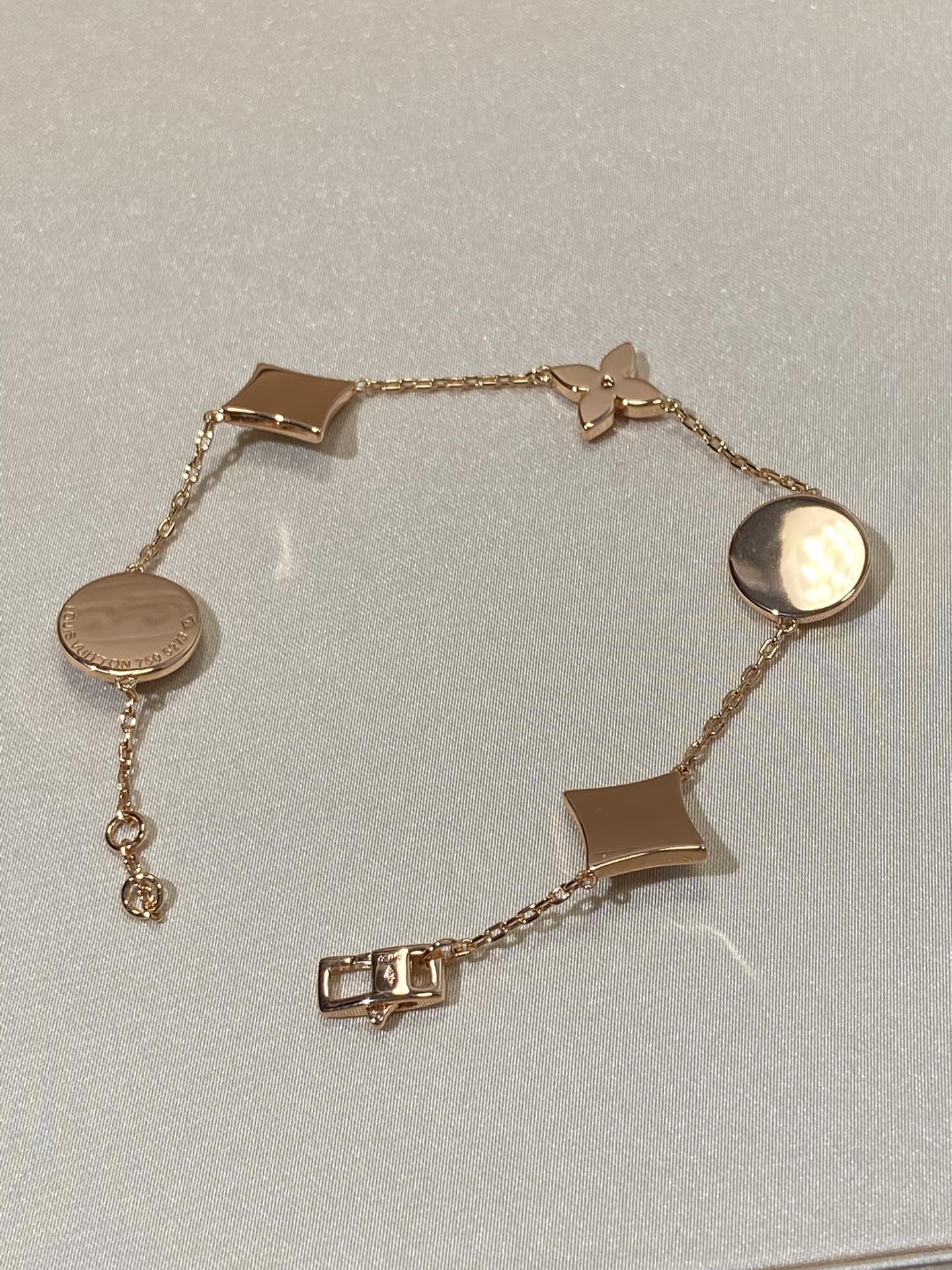 LOUIS VUITTON STAR AND SUN 5 MOTIF MOP PINK GOLD BRACELET