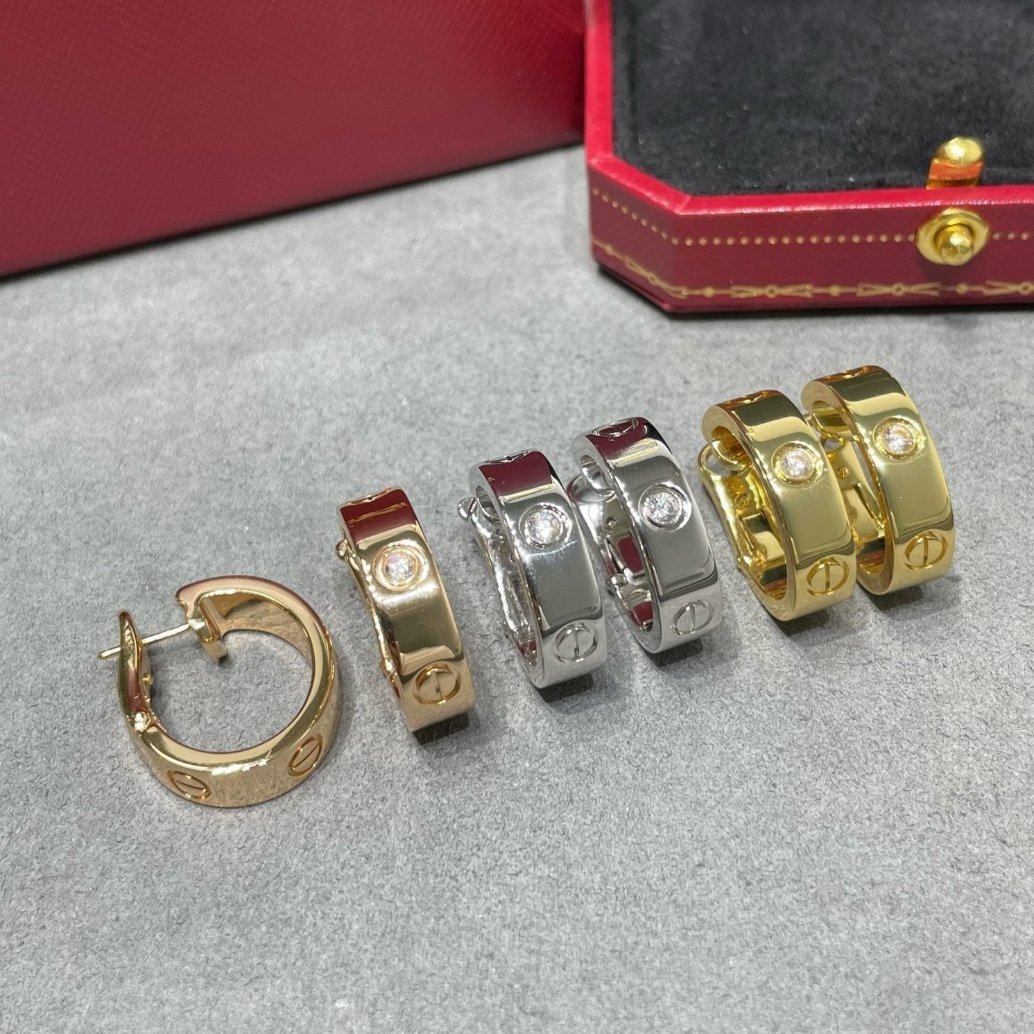 CARTIER LOVE 5.5MM 1 DIAMOND EARRINGS