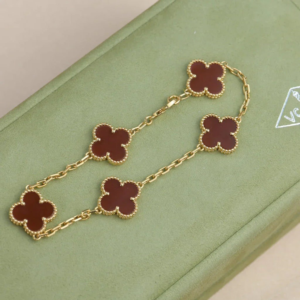 VCA CLOVER 5 MOTIF RED CORNELIAN BRACELET COLLECTION
