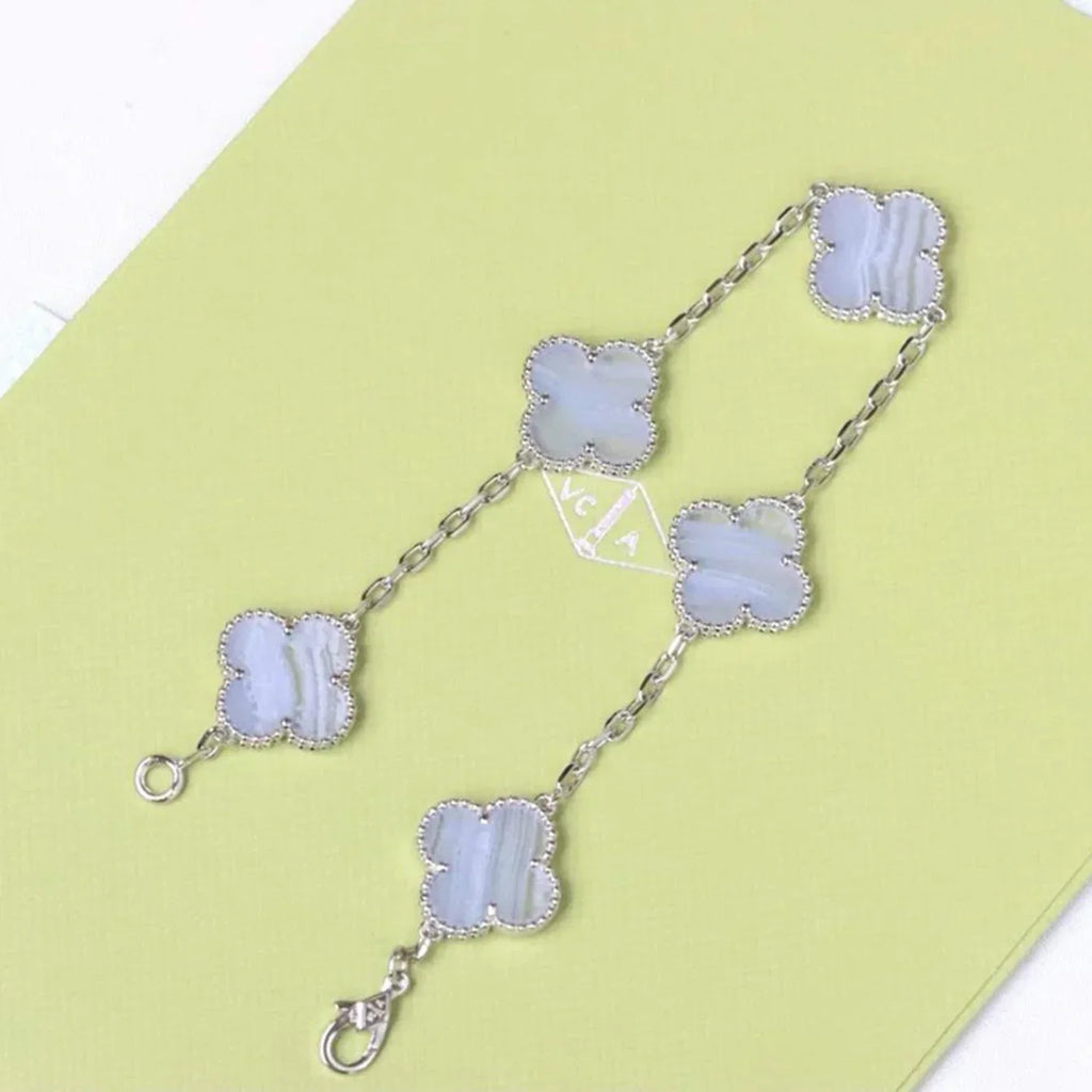 VCA CLOVER 5 MOTIF PURPLE CHALCEDONY BRACELET COLLECTION
