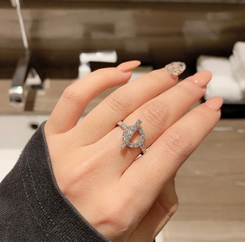HERMES ECHAPPEE RING SILVER DIAMOND