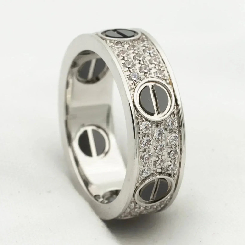 CARTIER LOVE RING 5.5MM DIAMONDS PAVED CERAMIC