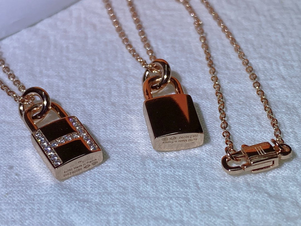 HERMES HM ADVANCED NICHE LOCK HEAD NECKLACE DIAMONDS