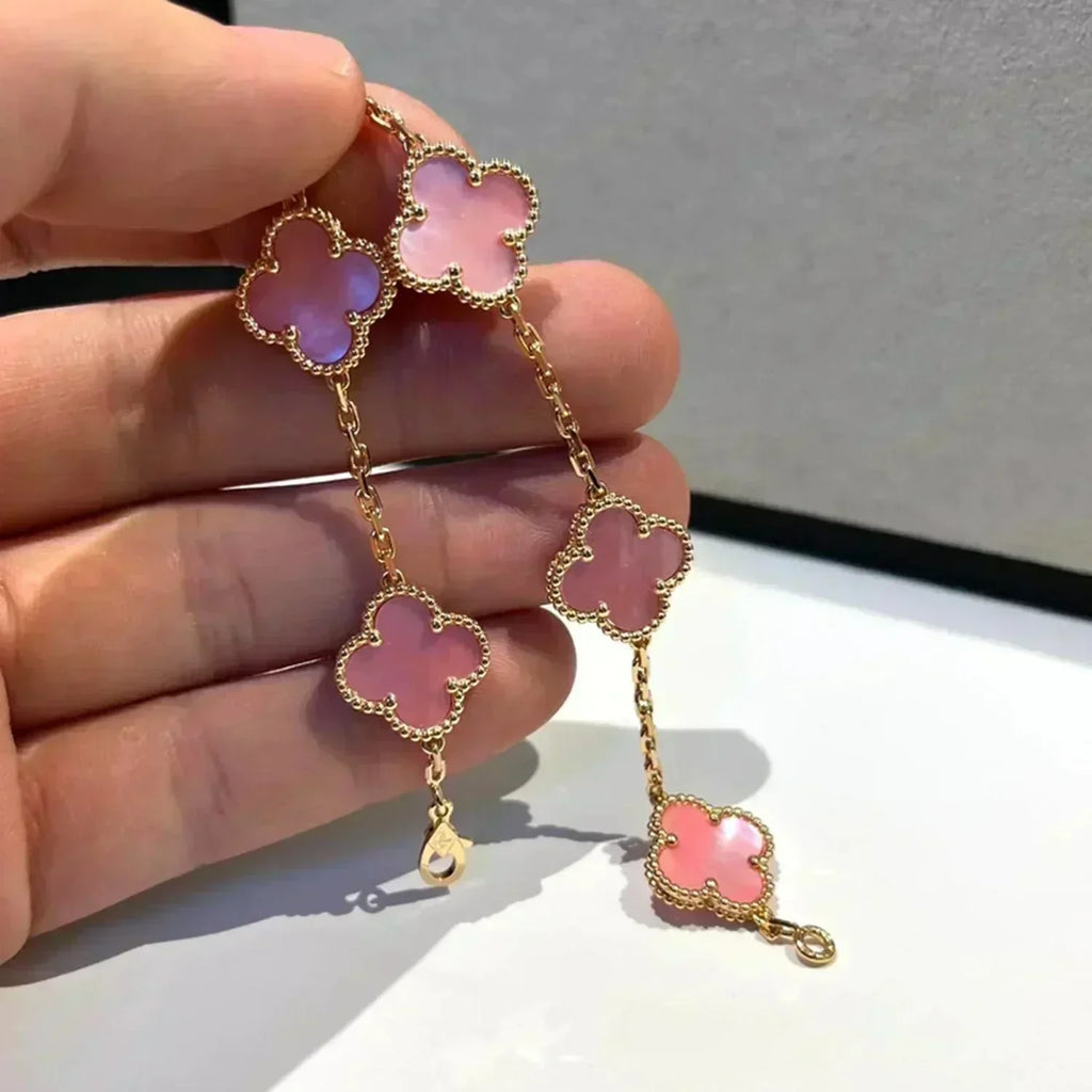 VCA CLOVER 5 MOTIFS PINK MOP BRACELET COLLECTION