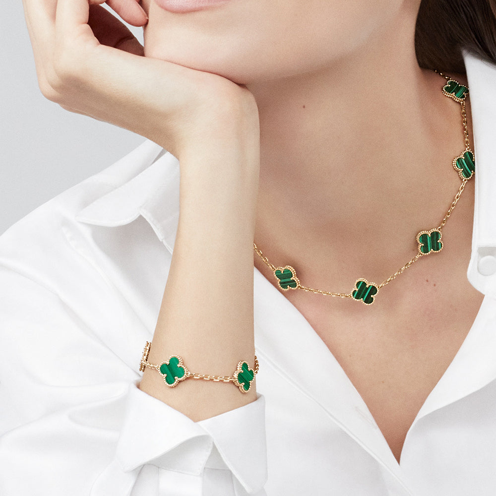 VCA CLOVER 10 MOTIFS MALACHITE NECKLACE