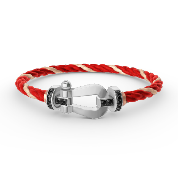FRED FORCE LARGE HORSESHOE BLACK DIAMOND BRACELET SILVER