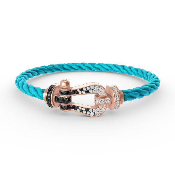 FRED FORCE LARGE HORSESHOE BLACK WHITE DIAMOND BRACELET ROSE GOLD