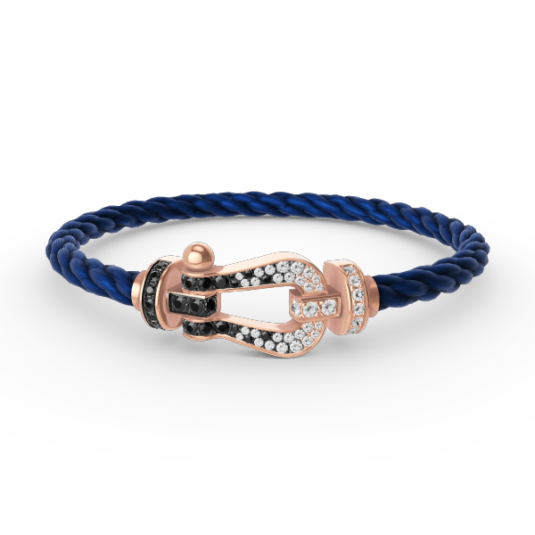 FRED FORCE LARGE HORSESHOE BLACK WHITE DIAMOND BRACELET ROSE GOLD