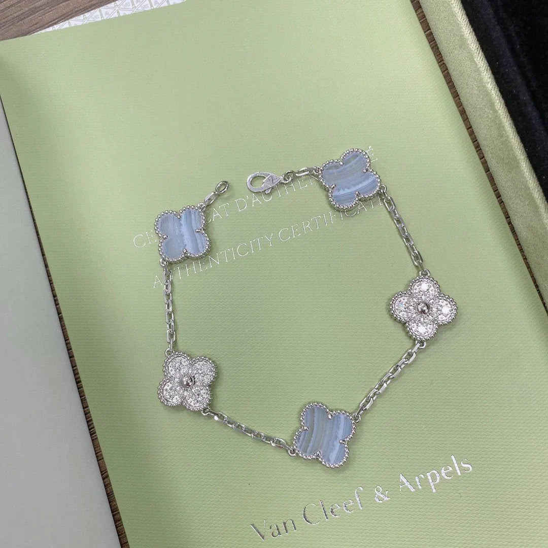 VCA CLOVER 5 MOTIF PURPLE CHALCEDONY BRACELET COLLECTION