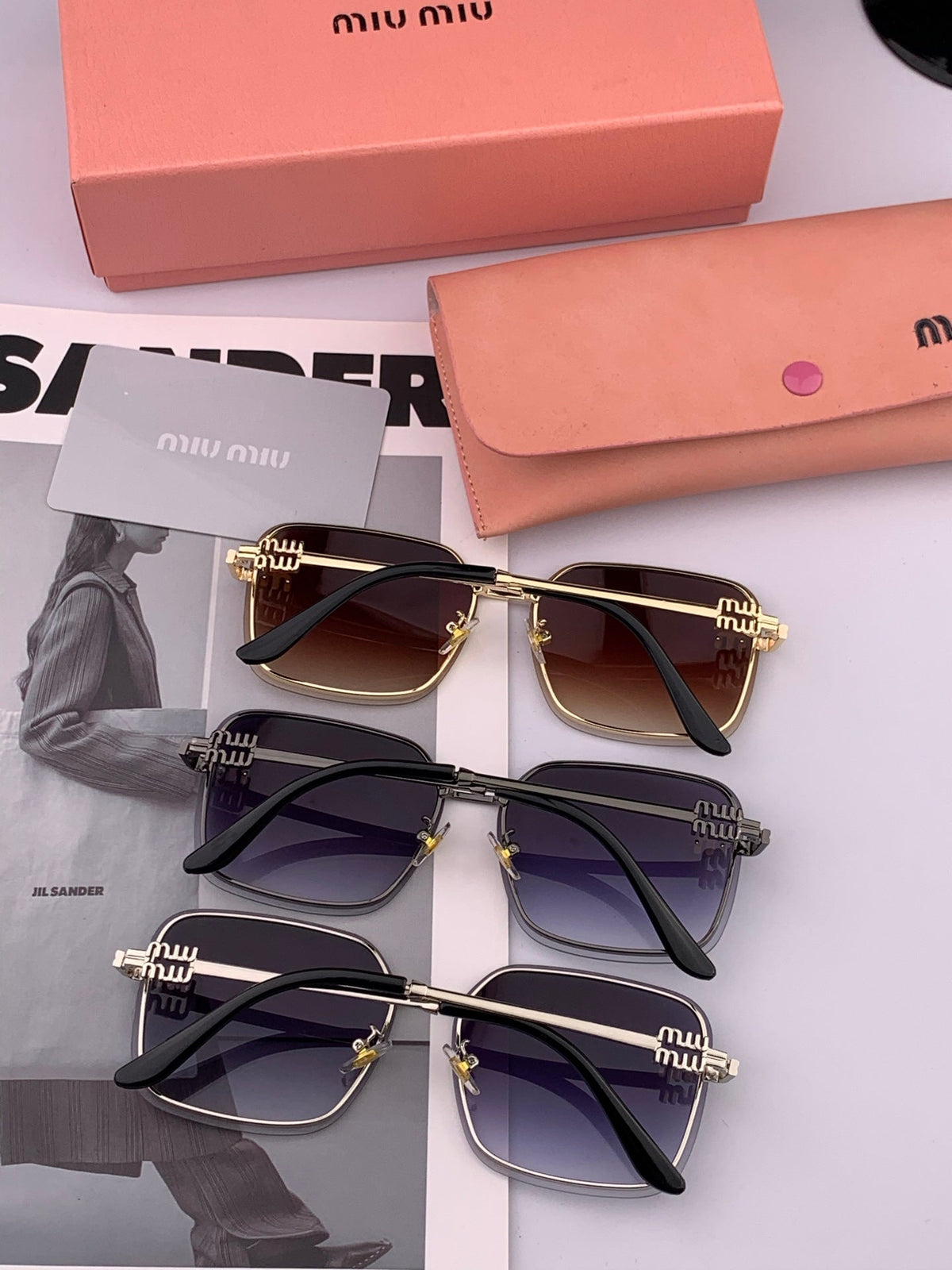 MIU MIU RUNWAY SQUARE SUNGLASSES M9407 IN METAL