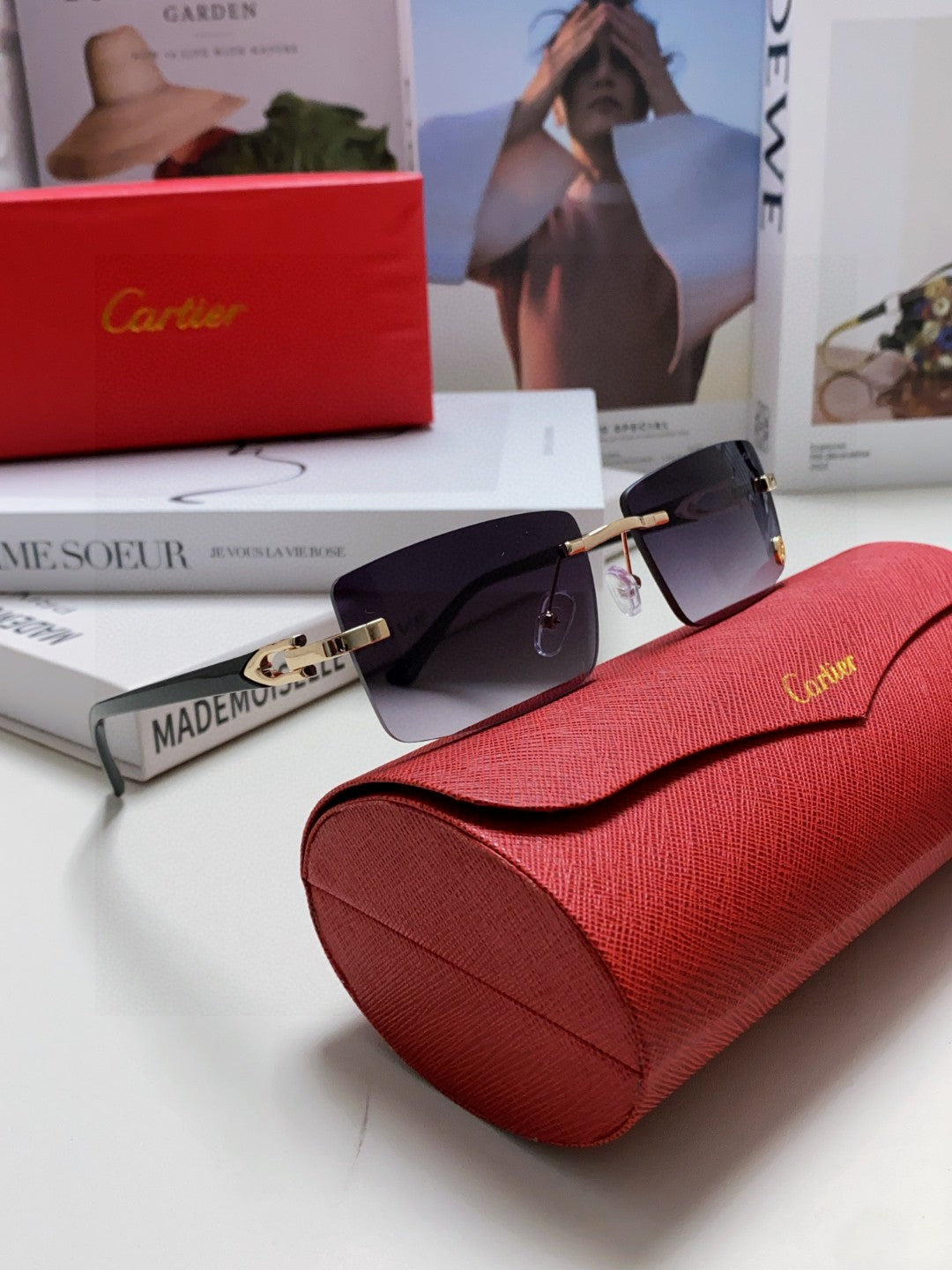 CARTIER RECTANGULAR FRAME SUNGLASSES 518454 IN METAL