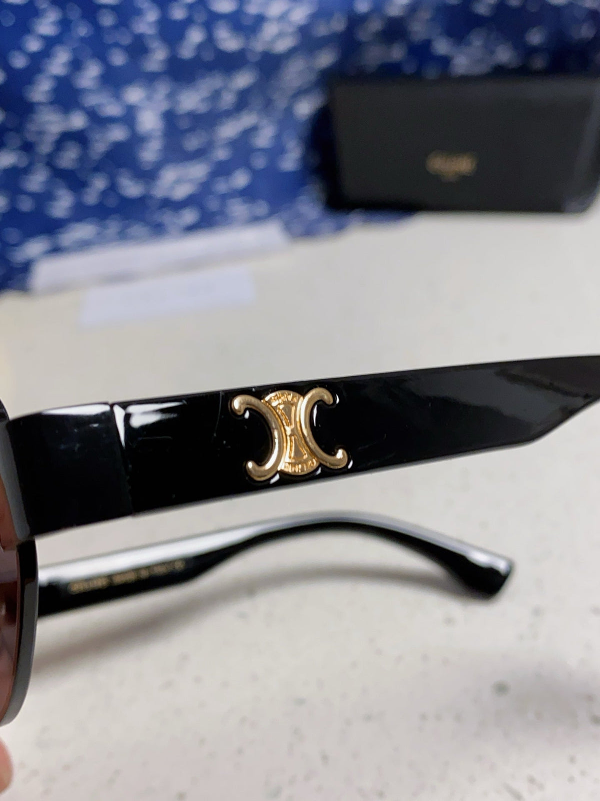 CELINE TRIOMPHE SUNGLASSES 538534 IN BLACK ACETATE