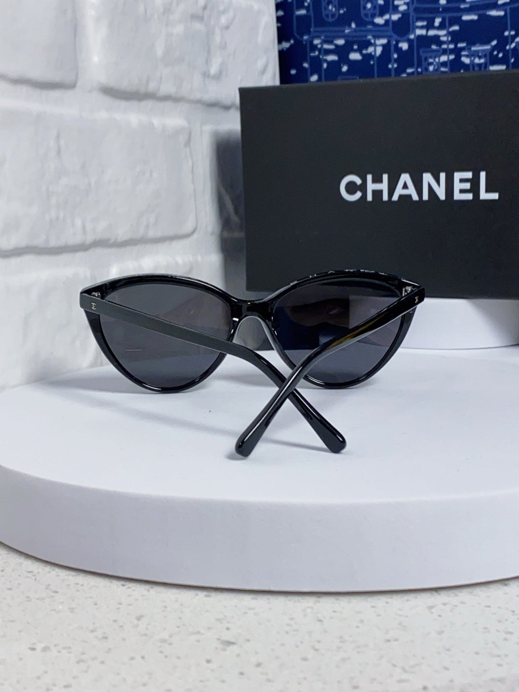 CHANEL CAT EYE SUNGLASSES CH3393 IN BLACK ACETATE BLACK LENSES