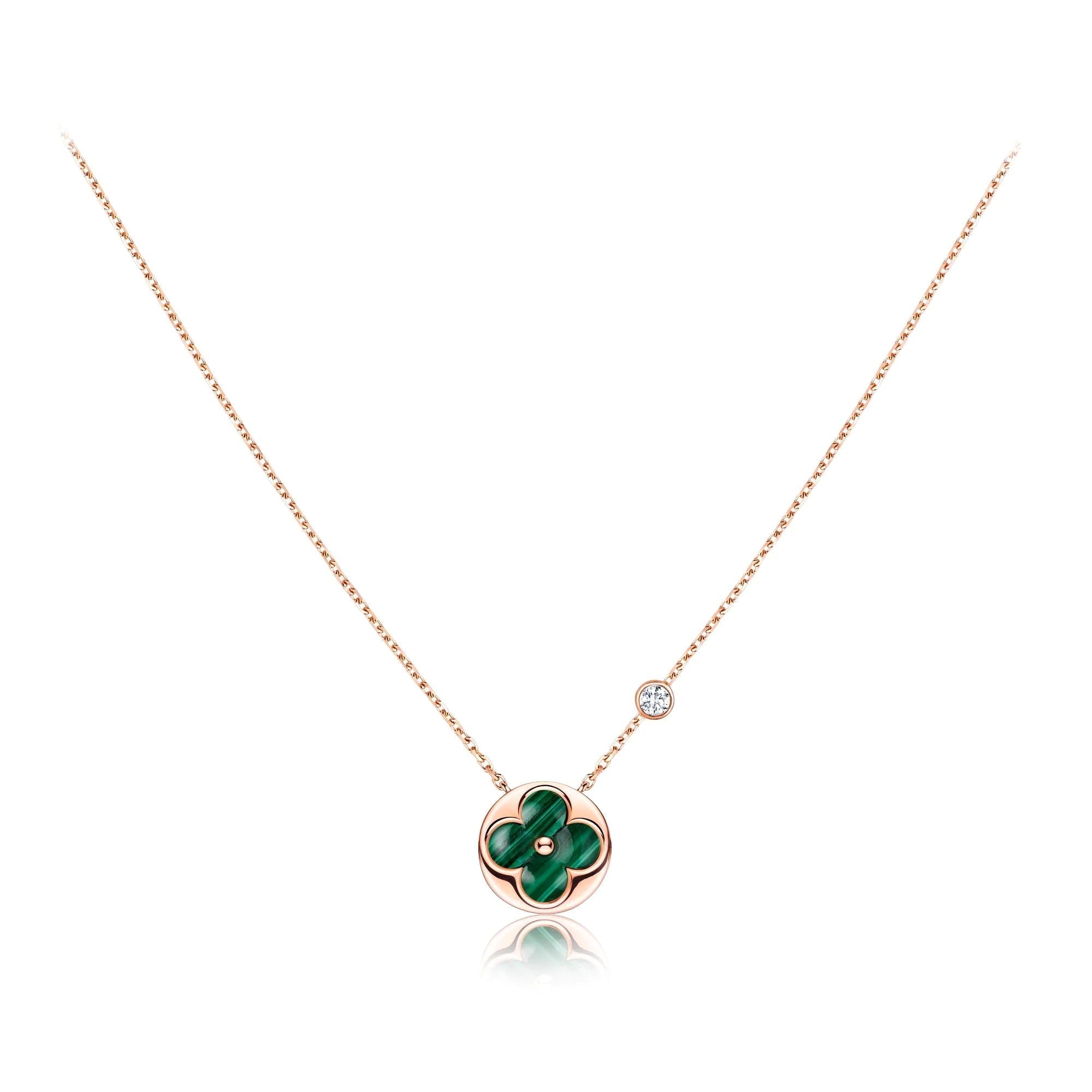 LOUIS VUITTON SUN PEDANT PINK GOLD 1 DIAMOND NECKLACE