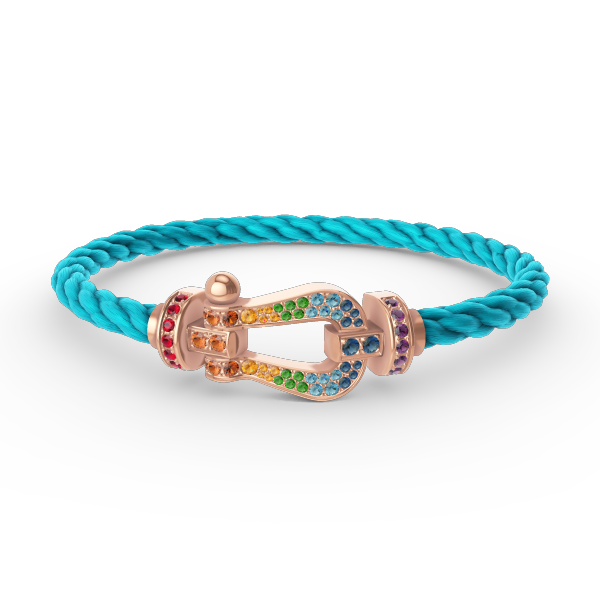 FRED FORCE LARGE HORSESHOE COLORED DIAMOND BRACELET ROSE GOLD