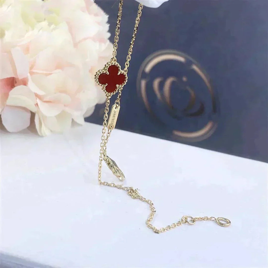 VCA CLOVER CARNELIAN SINGLE FLOWER BRACELET